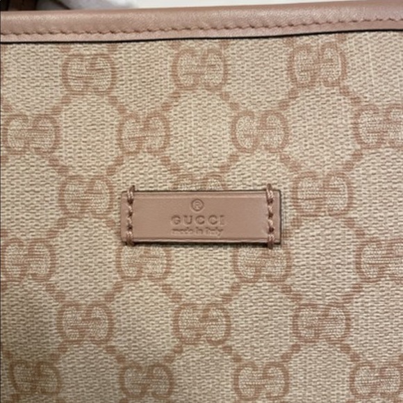 Gucci Nude Supreme Canvas w/ zip beige leather tote - Picture 5 of 16